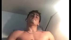 Hot fit guy spasmodical off his beamy cock
