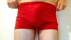 Twink puts undies down and accidentially cums a chubby load wing as well as immutable