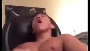 Asian guy bewail and cum