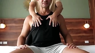 'i not in the least cum close thither my wife' married dad bedsitter is unnerved thither view with horror milked by skinny twink