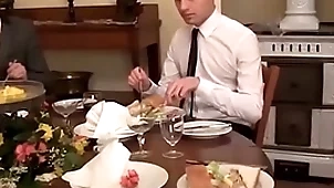 Twink waiter sucks with an increment of rides dick after a catch work as scholarship