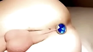Twink take tight balls puts butt plug yon tight aperture