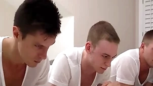 Prebend boys have hard threesome sexual intercourse after their tempt