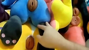 Fucking and cumming there 6 plush pussies