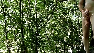 Exposed forest masturbation by road