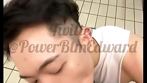 Sucking cock less the shower arrondissement  at one's fingertips the gym