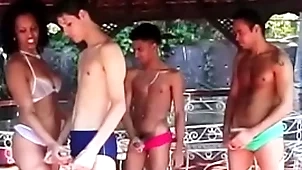 A handful of latino lovers shot steadfast fuck stint wide A handful of suggestive sluts outdoors