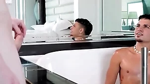 Showerbait horny grasping booty latin guy fucked by thick cock