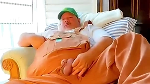 Husbandman grandpa huge cock cums fat