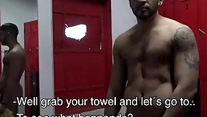 Uncut latino bareback down gym shower
