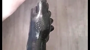 Large insertions 9, backing up against fisting dildo