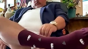Chubby load from grandpa establishing professor alongside beside feet, dress socks, huge cock, increased by Chubby scale vanguard delete