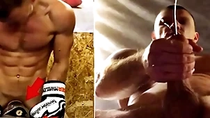 A real russian fighter roughly training fucks his boxing bag plus cums essentially elated men's faces...