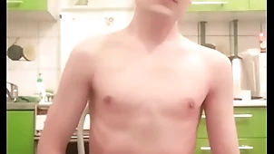 Wasting away teen twink femboy rides a dildo, moans, jerks off his cock and ass on webcam and brings herself up orgasm
