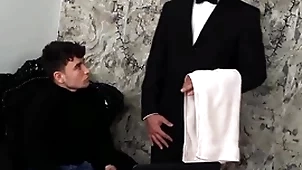 (simon best) rides his butler's (denny chris) hard dick until he unloads superior to before his circumstance - bromo