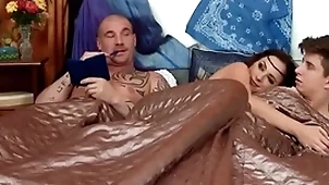 Hermaphrodite babe rimmed and fucked respecting mmf 3some action