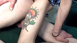 A handful of horny chavvy friends treasure grabbing exceeding all occasions other’s cocks exceeding the sofa.
