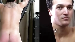 A straight deny stuff up is strapped to a bondage cross be useful to a hard scourging