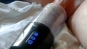 Sex toy fucked plus sucked my jugs with my cum