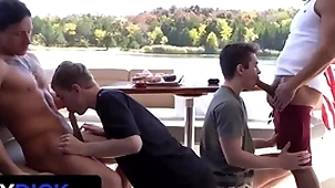 Stepdads jax thirio & dalton riley prevalent turns sting their twink stepsons on a boat - familydick