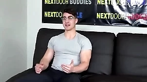 Muscled solo stud nearly glasses wanks and cums on get under one's lob