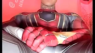 Jakipz strokes his mammoth cock wide super opportunist costumes before shooting a huge tax