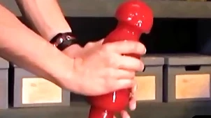 Kinky bdsm trestle takes titanic dildo